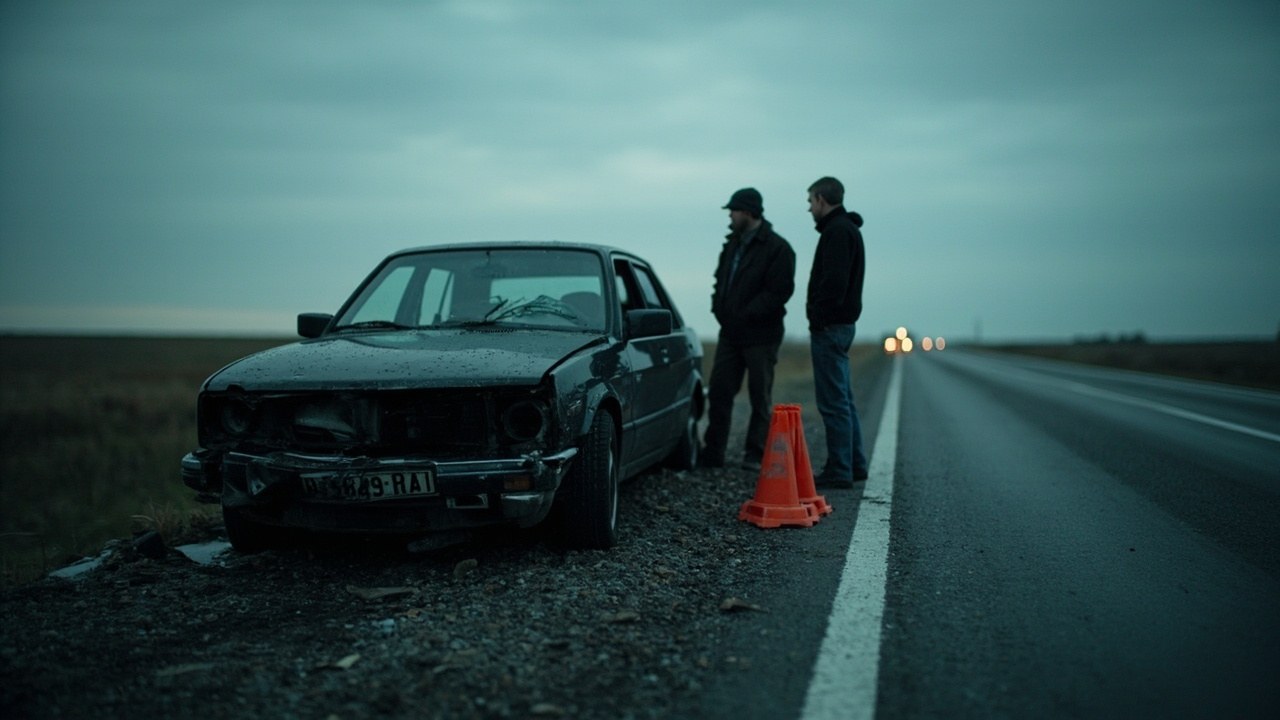 пошкоджений легковий автомобіль на узбіччі траси Луцьк-Ковель