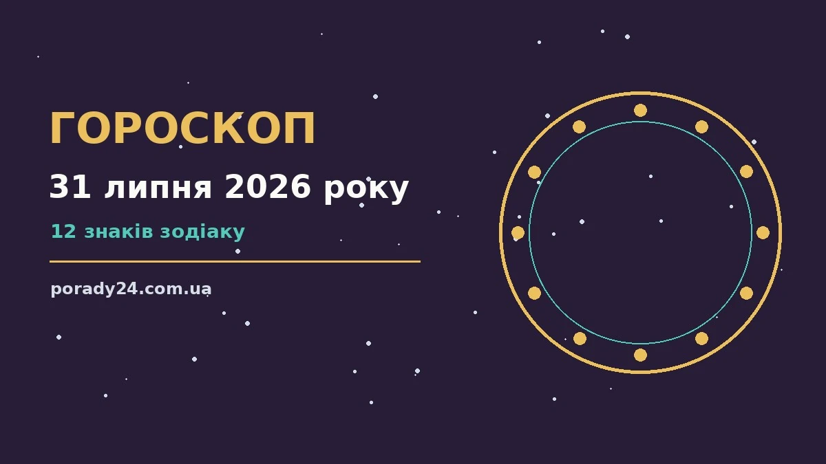 Зодіакальний круг на фоні ранкового неба, що символізує гороскоп на 31 липня 2026 року