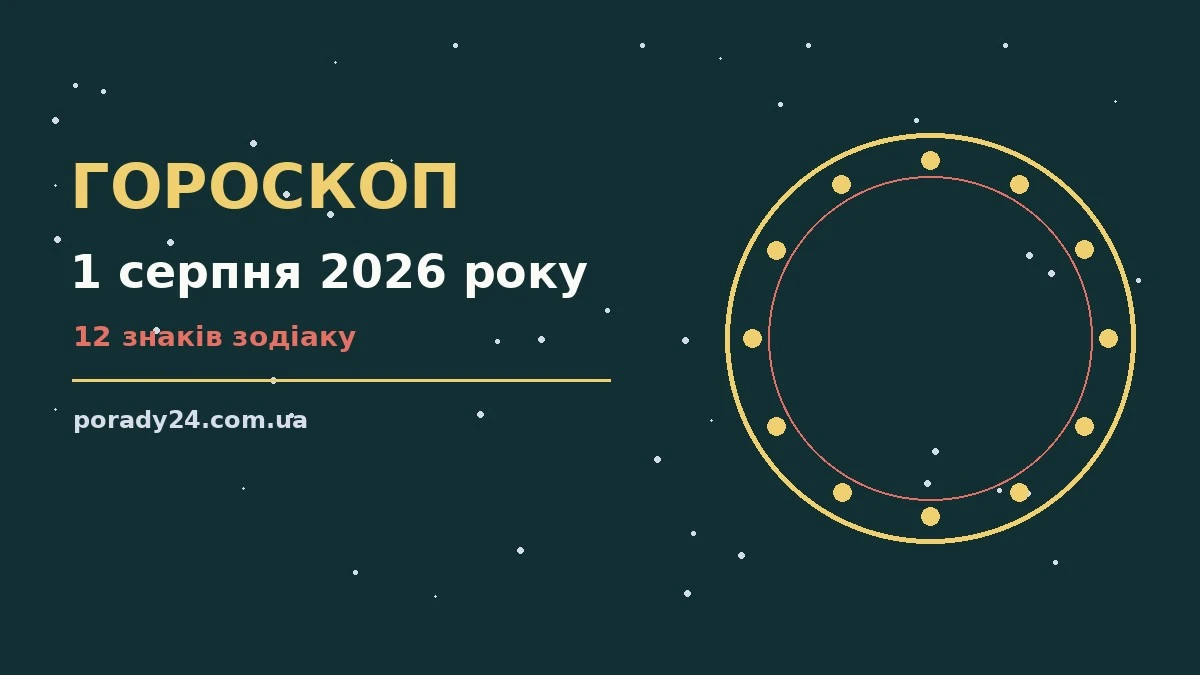 Зодіакальний круг на тлі ранкового неба, гороскоп на 1 серпня 2026 року