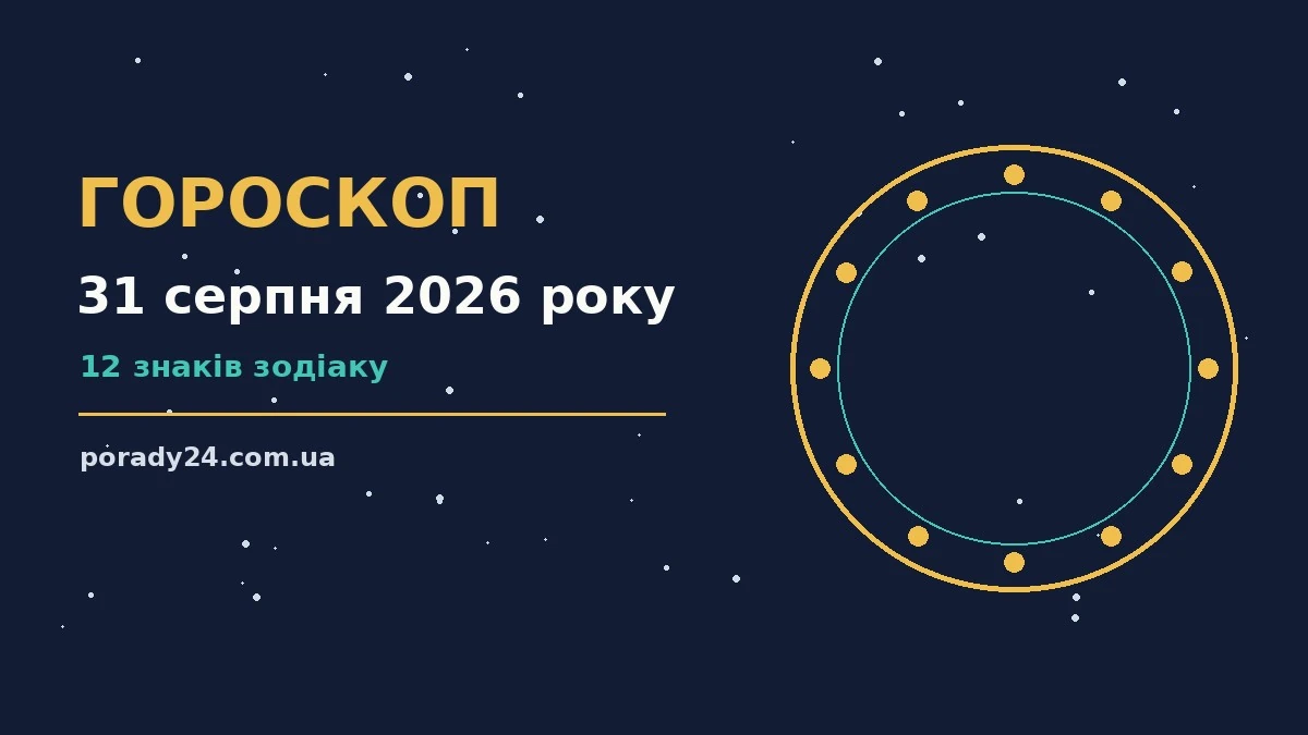 Зодіакальний календар на 31 серпня 2026 року з акцентом на фінанси та кар'єру