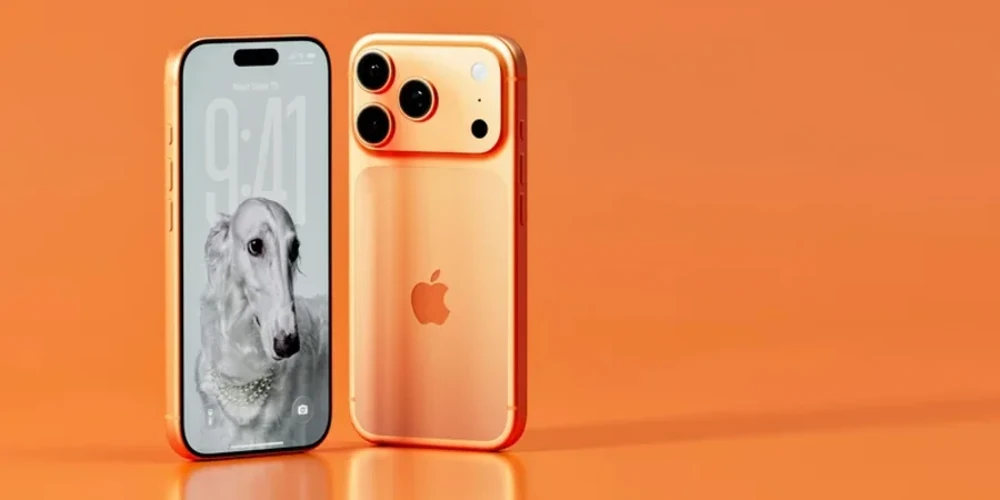 Логотип Apple на тлі підсвіченої сцени перед презентацією 9 вересня
